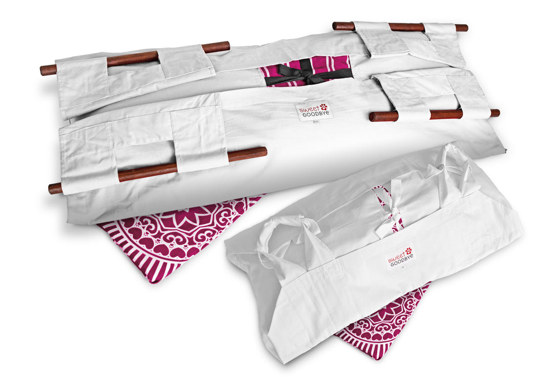 Sweet Goodbye COCOON® Eco-friendly Soft Pet Casket - Burial & Cremation Ceremony Kit (Classic Cotton) | WHITE/PINK