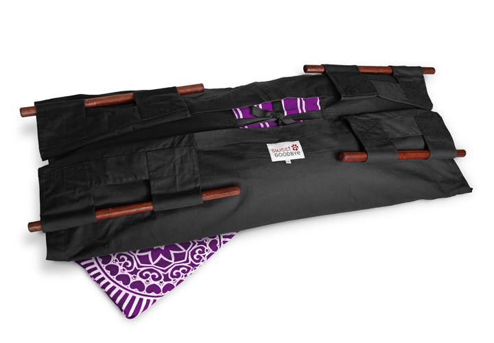 Sweet Goodbye COCOON® Eco-friendly Soft Pet Casket - Burial & Cremation Ceremony Kit (Classic Cotton) | BLACK/MAGENTA