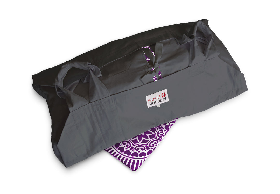 Sweet Goodbye COCOON® Eco-friendly Soft Pet Casket - Burial & Cremation Ceremony Kit (Classic Cotton) | BLACK/MAGENTA