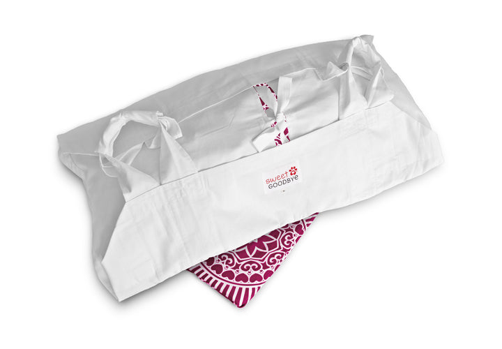 Sweet Goodbye COCOON® Eco-friendly Soft Pet Casket - Burial & Cremation Ceremony Kit (Classic Cotton) | WHITE/PINK