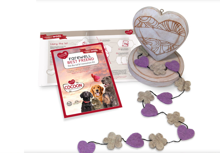 Sweet Goodbye COCOON® Eco-friendly Soft Pet Casket - Burial & Cremation Ceremony Kit (Premium Wool) | LAVENDER