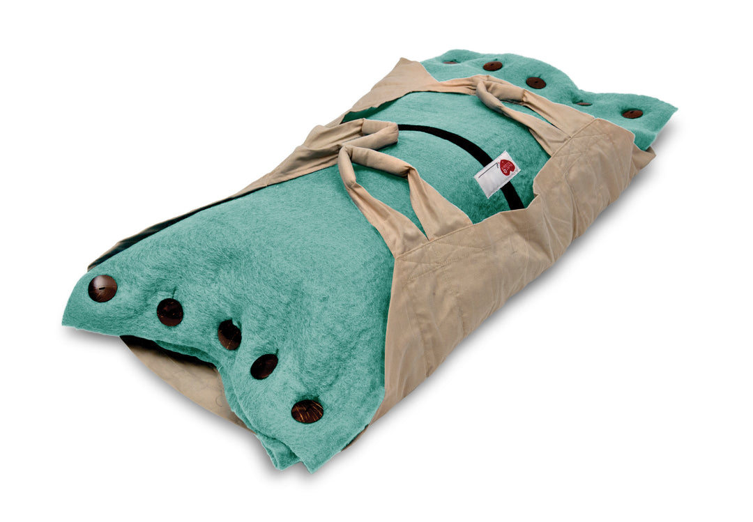 Sweet Goodbye COCOON® Eco-friendly Soft Pet Casket - Burial & Cremation Ceremony Kit (Premium Wool) | AQUA