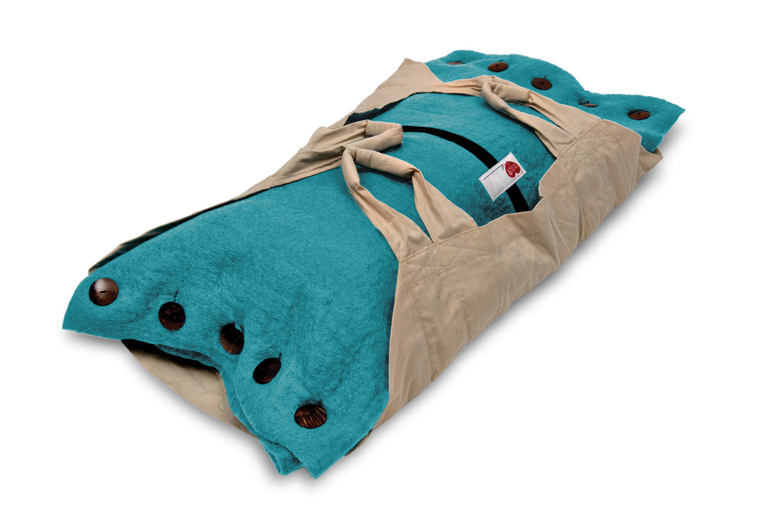 Sweet Goodbye COCOON® Eco-friendly Soft Pet Casket - Burial & Cremation Ceremony Kit (Premium Wool) | TEAL GREEN